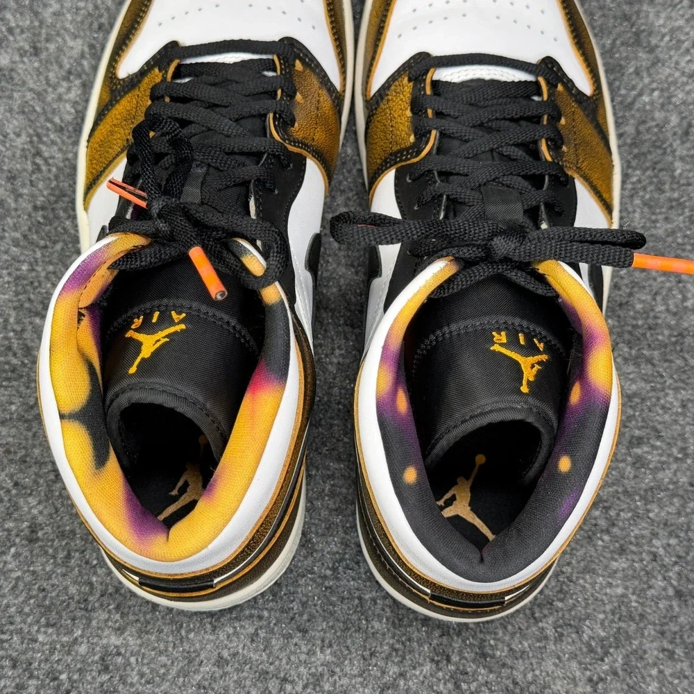 Jordan 1 Mid SE Shoes Men's 11 Orange Wear Away Athletic Retro Sneakers